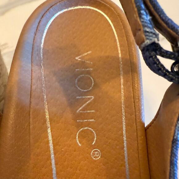 Vionic Aruba Coralina Navy Blue Chevron Espadrilles Wedge Sandals Like New 7 - Picture 6 of 8